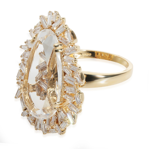 Suzanne Kalan One Of A Kind Baguette Diamond & Crystal Ring in 18K Yellow Gold - Picture 3 of 3